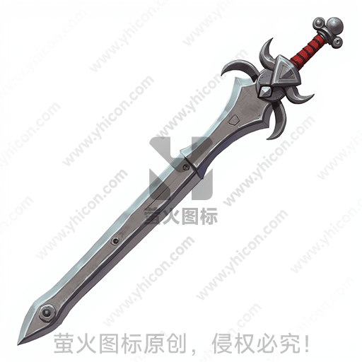 一把具有红色手柄的银色长剑