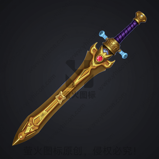 金色剑，镶有红蓝宝石