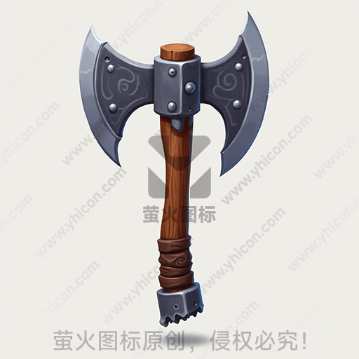 这是一把双刃斧，木柄，钢铁锋利
