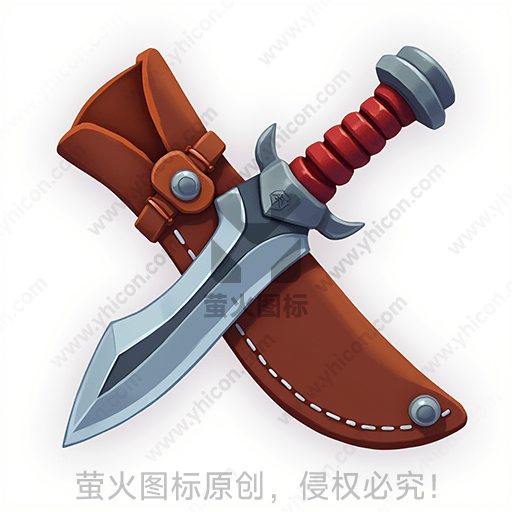 卡通风格的匕首和皮鞘