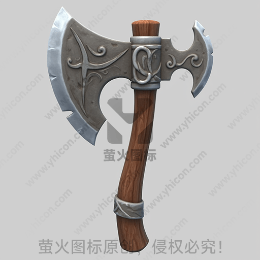 这是一把双刃斧，装饰有精美纹路