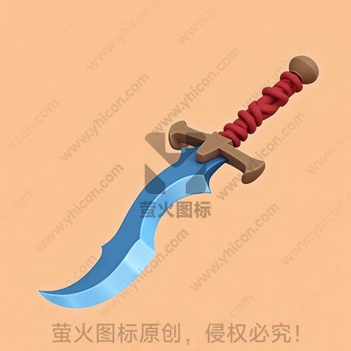 橙色背景上的蓝色卡通风格刀具