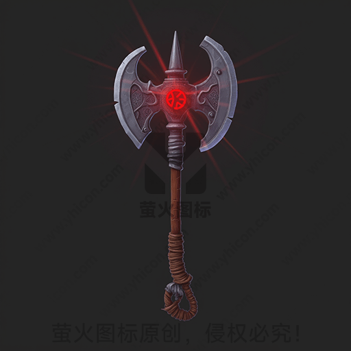 双刃斧，红色符号，黑色背景