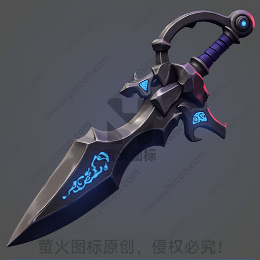 这是一把带有神秘符号的黑色曲刃剑