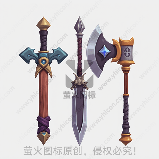 三把不同样式的幻想武器