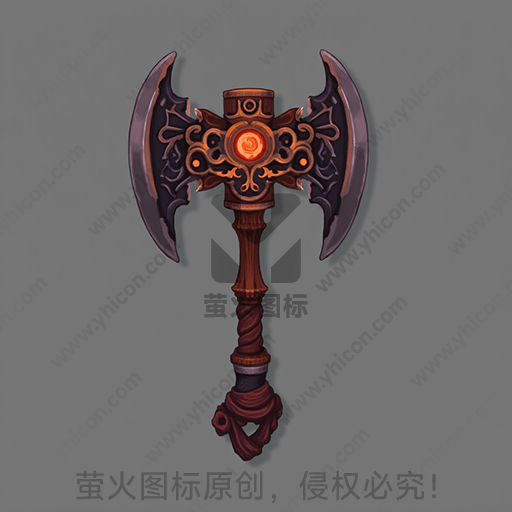 紫色和红色的双刃斧，中间有红宝石