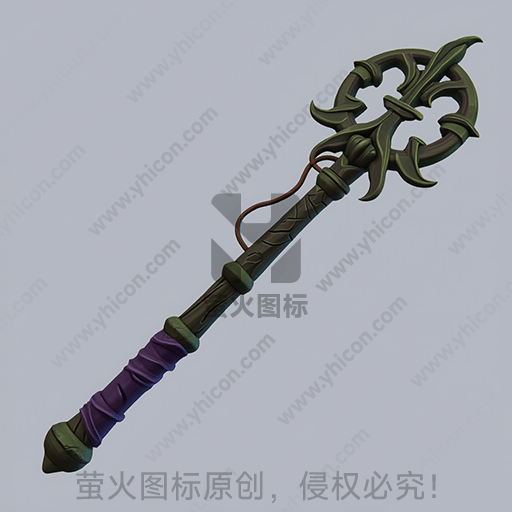 这是一张绿色和紫色的魔法法杖图片
