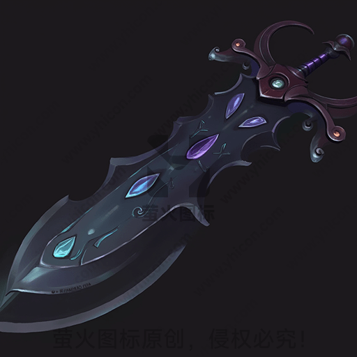 紫色握柄的神秘魔法剑，镶有多颗宝石