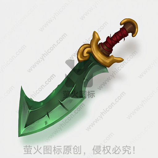 一把带有金色装饰的绿色弯刀