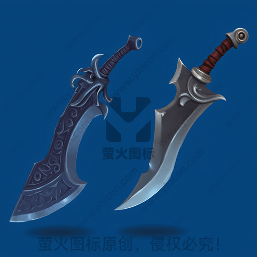两把不同设计的幻想风格剑
