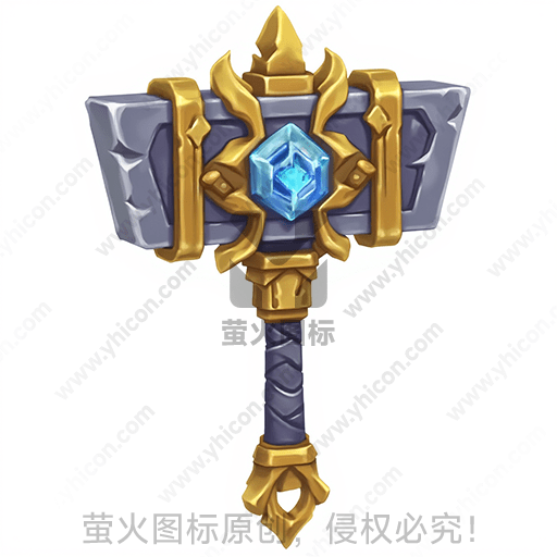 金色和蓝色的幻想风格战锤