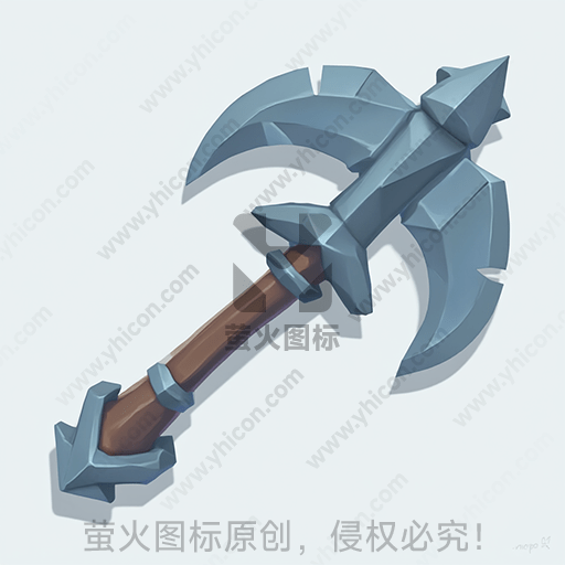 这是一张描绘蓝色双刃战斧的图画