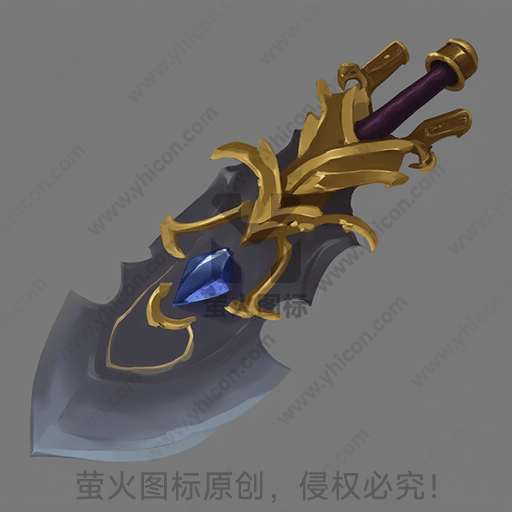 描绘一把饰有金色花纹和蓝宝石的剑
