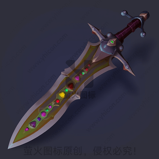 一把镶嵌多彩宝石的奇幻风格匕首