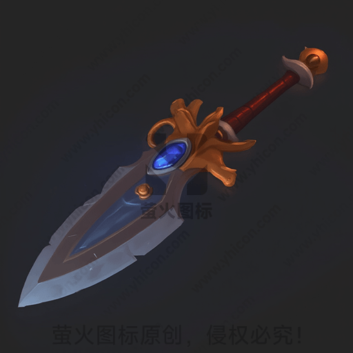 神秘金蓝色宝石镶嵌的长剑