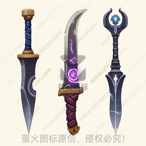 三把不同样式的魔法武器