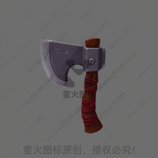 灰色金属斧头，红色把手缠绕
