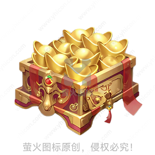 宝箱装满金色元宝的财富意象