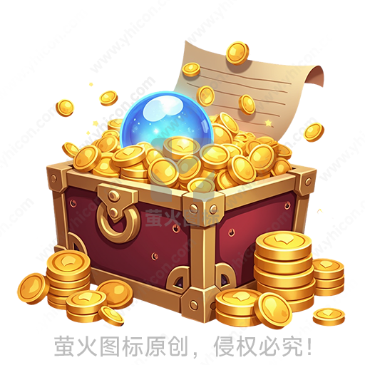 宝箱装满金色元宝的财富意象