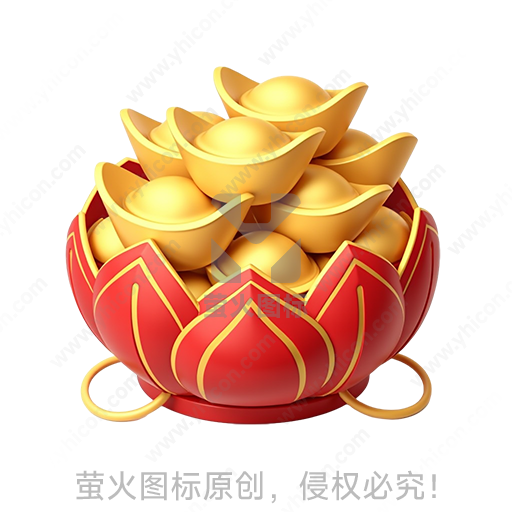 宝箱装满金色元宝的财富意象