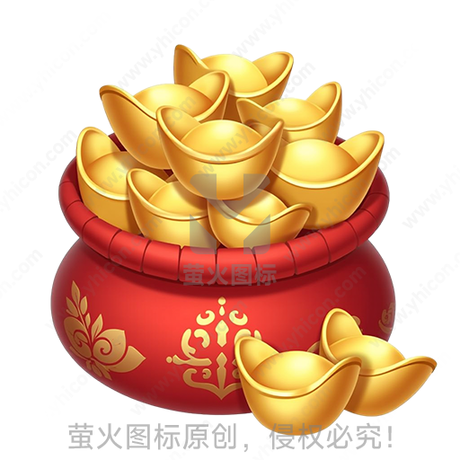 宝箱装满金色元宝的财富意象