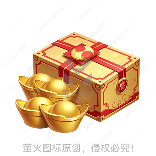 宝箱装满金色元宝的财富意象