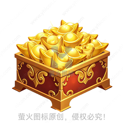 宝箱装满金色元宝的财富意象