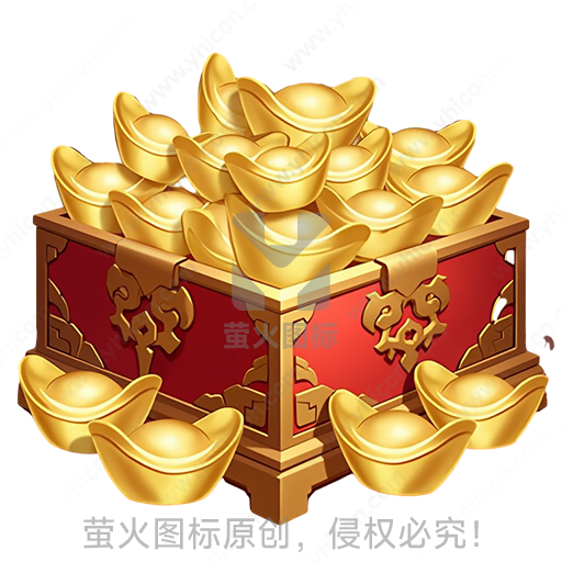 宝箱装满金色元宝的财富意象