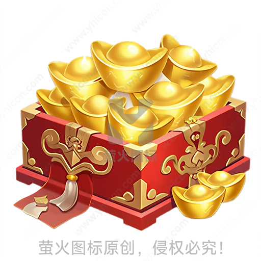 宝箱装满金色元宝的财富意象
